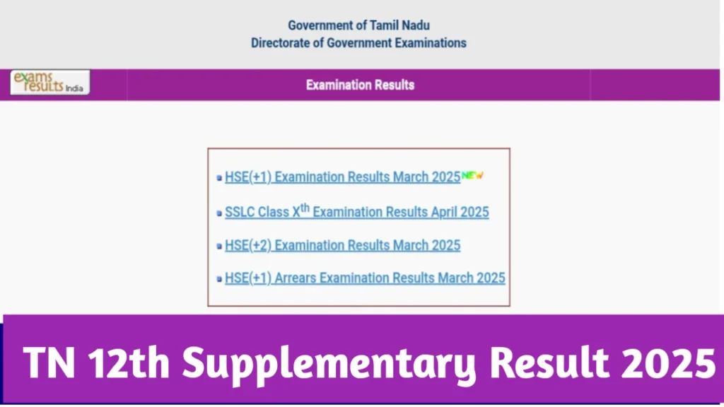 TN 12th Supplementary Result 2025