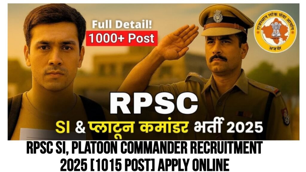 RPSC SI Platoon Commander Vacancy