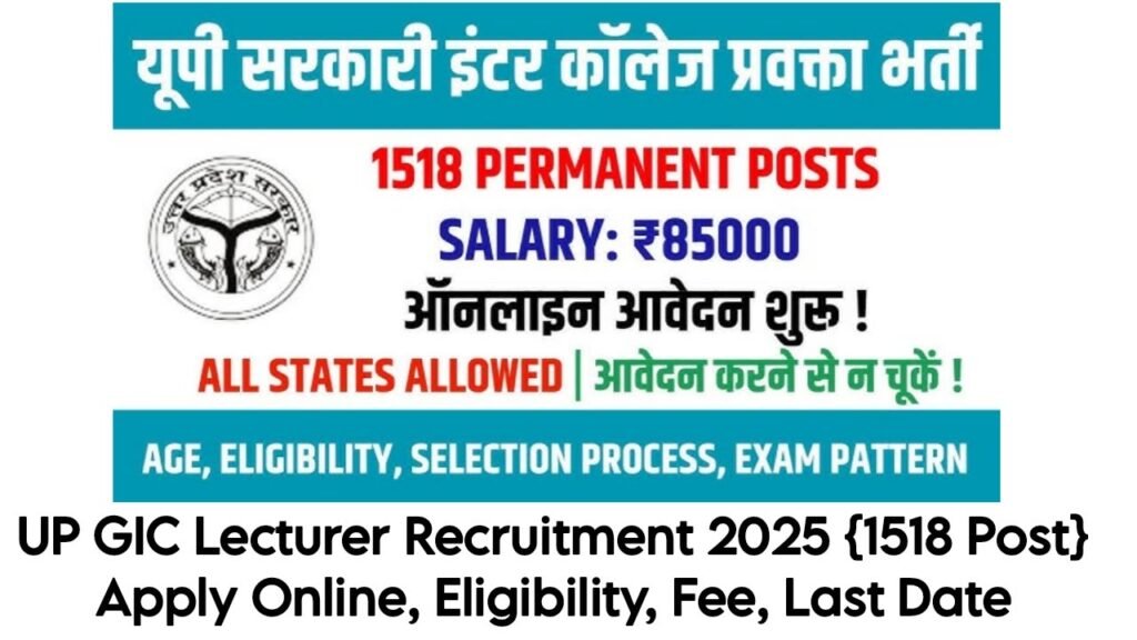 UP GIC Lecturer Vacancy
