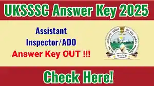 UKSSSC Assistant Inspector ADO Answer Key 2025