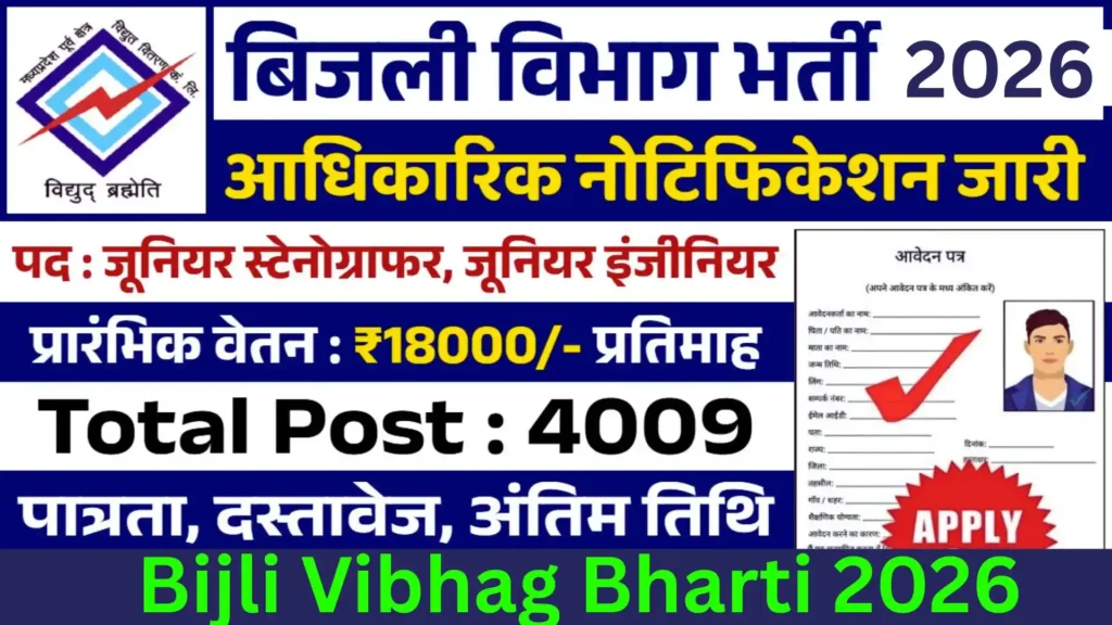 Bijli Vibhag Bharti 2026