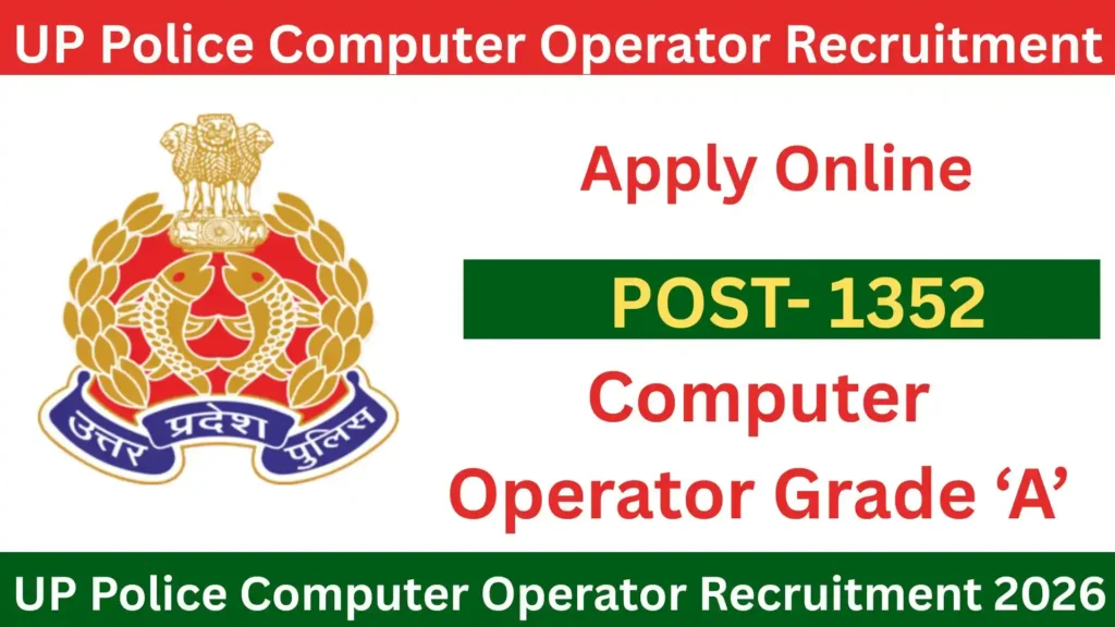 UP Police Computer Operator Recruitment 2026 Apply online
